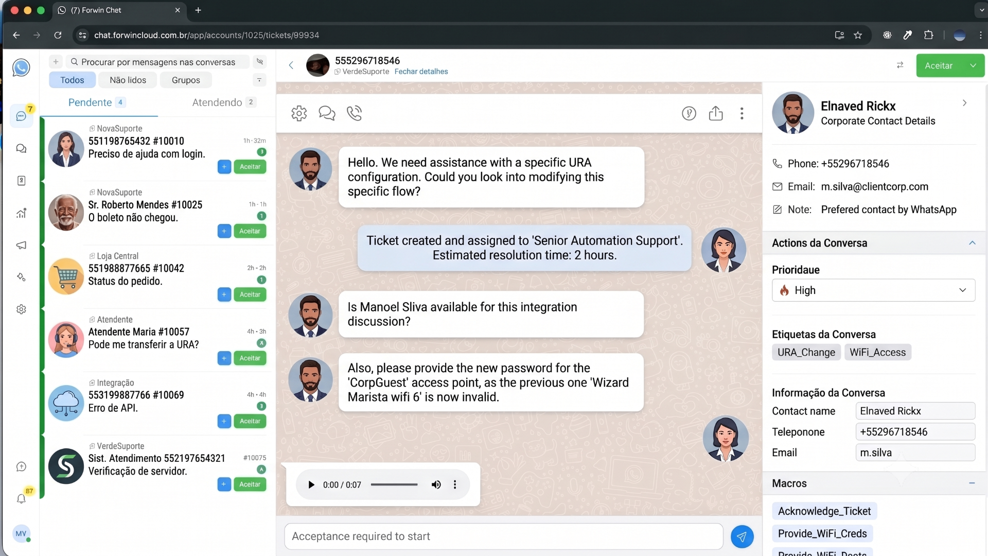 Painel de multi-atendimento ForChat